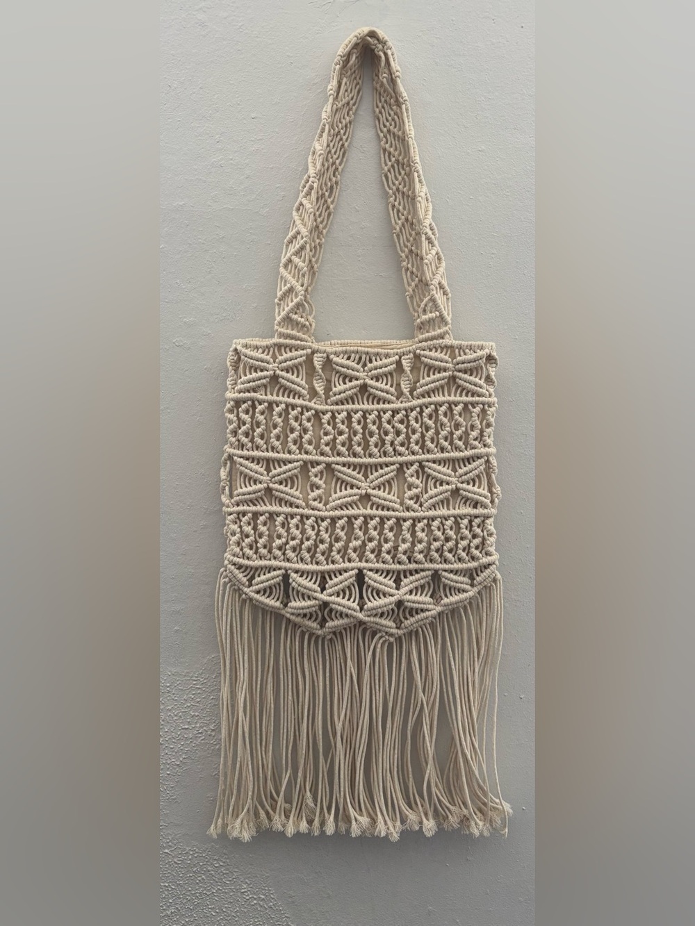 Boho Macrame Fringe Tote